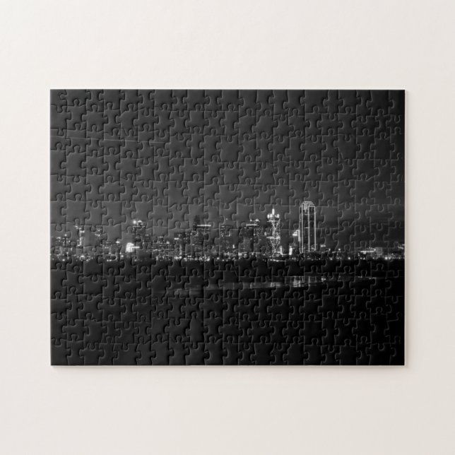 Puzzle Escala de grises de Dallas Skyline Dawn (Horizontal)