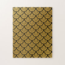 Escalas de sirenas Art Deco - Negro y oro