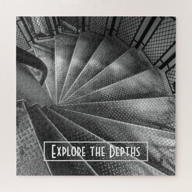 Puzzle Escalera de ilusión óptica metálica en blanco y ne (Horizontal)