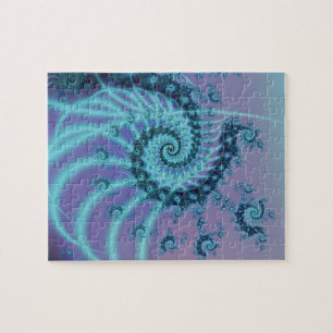 Puzzle Escalera espiral   Arte fractal azul y rosa