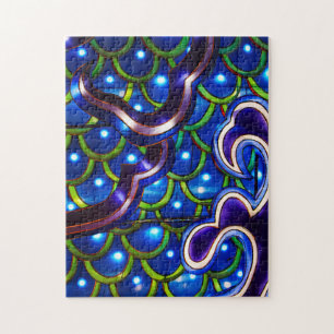 Puzzle Escamas azules brillantes