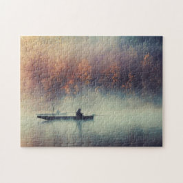 Puzzle Escape de pesca en una mañana de otoño al lago