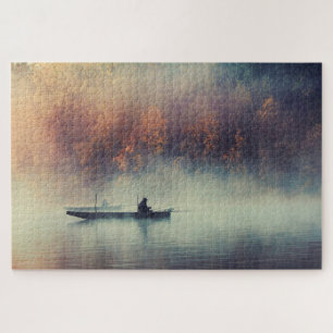 Puzzle Escape de pesca en una mañana de otoño al lago