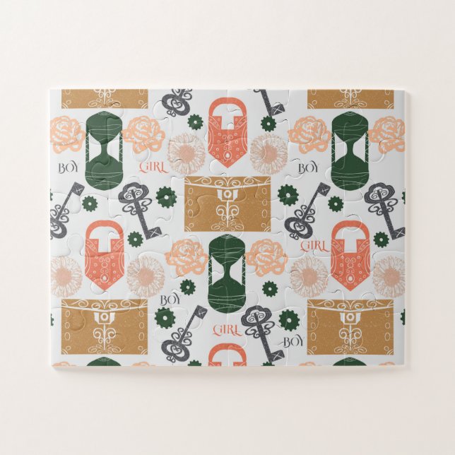 Puzzle Escape Room Gender Revelar juego de Baby Shower (Horizontal)