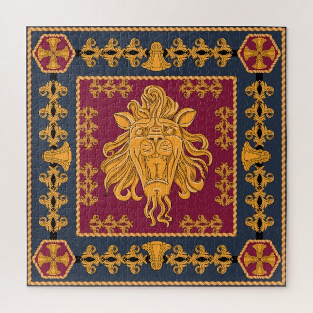 Puzzle Escarabajo en la cabeza de león: motivo dorado. (Vertical)