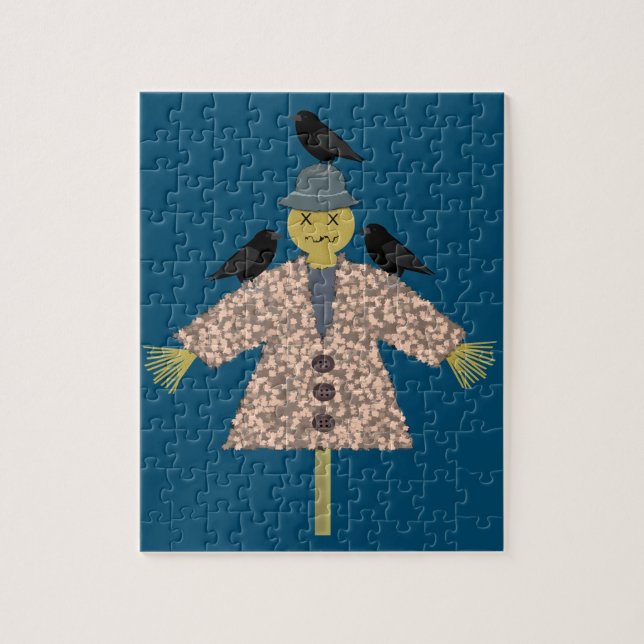 Puzzle Escarecrow y ravens de paja de Halloween (Vertical)