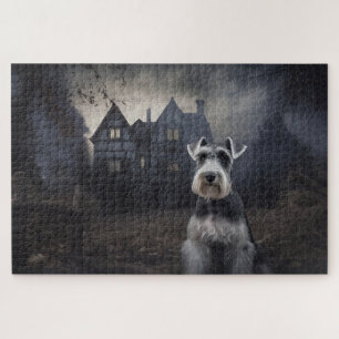 Puzzle Escarnio de Schnauzer Halloween en miniatura