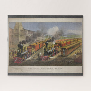 Puzzle Escena americana del ferrocarril