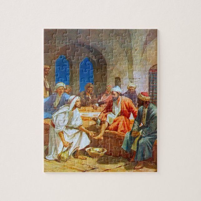 Puzzle Escena bíblica de Jesús Lavando Pies (Vertical)