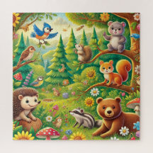 Escena Boscosa Diseño de Animales Lindo del Bosque