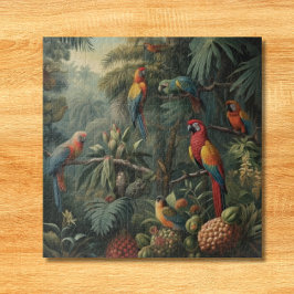 Puzzle Escena botánica de loros y piñas