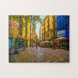 Puzzle Escena callejera de Barcelona.