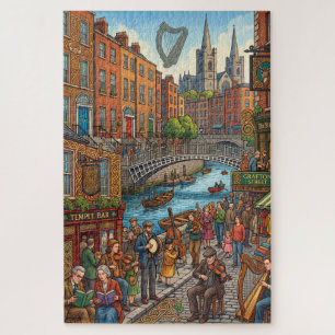 Puzzle Escena callejera de Dublín Irlanda y Temple Bar 10