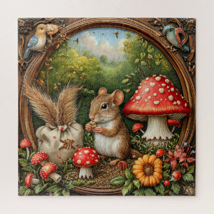 Puzzle Escena caprichosa de la naturaleza con ratón, hong