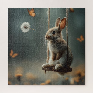 Puzzle Escena caprichosa de un adorable conejito bebé en