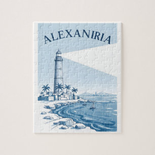 Puzzle Escena Costera del Faro de Alejandría Viajes