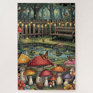 Puzzle Escena de bosque Cottagecore   Hongos caprichosos