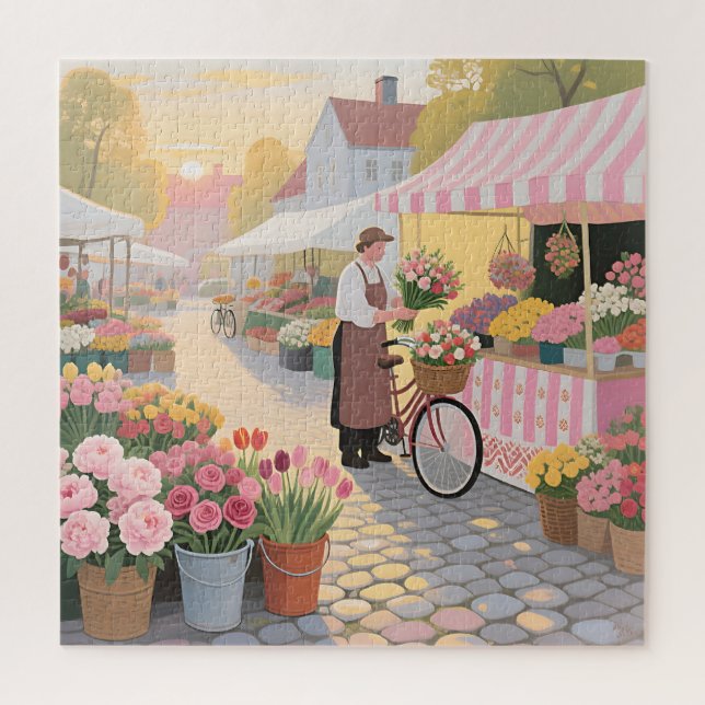Puzzle Escena de calle de flores soleadas (Vertical)