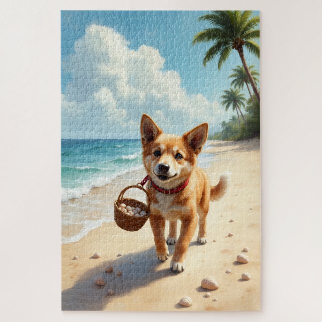 Puzzle Escena de conchas en la playa del perro de Carolin (Vertical)