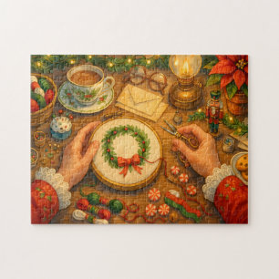 Puzzle Escena de costura navideña de Mrs. Claus Craft Hol