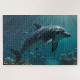 Puzzle Escena de delfín subacuático azul verde azulado I