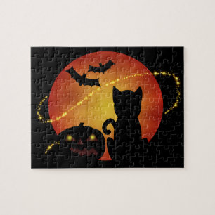 Puzzle Escena de Halloween en Silueta