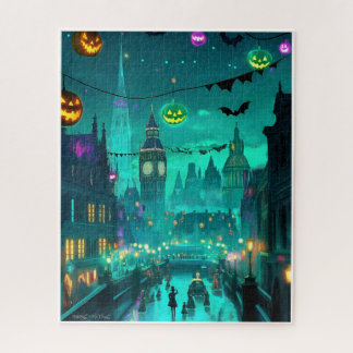 PUZZLE ESCENA DE HALLOWEEN ESPELUZNANTE PINTADA C1900
