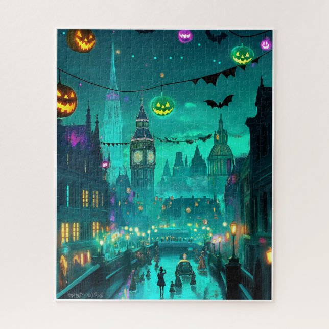 PUZZLE ESCENA DE HALLOWEEN ESPELUZNANTE PINTADA C1900 (Vertical)
