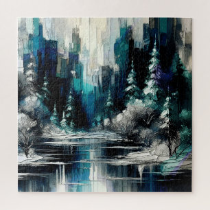 Puzzle Escena de invierno de la ciudad pintada 1006