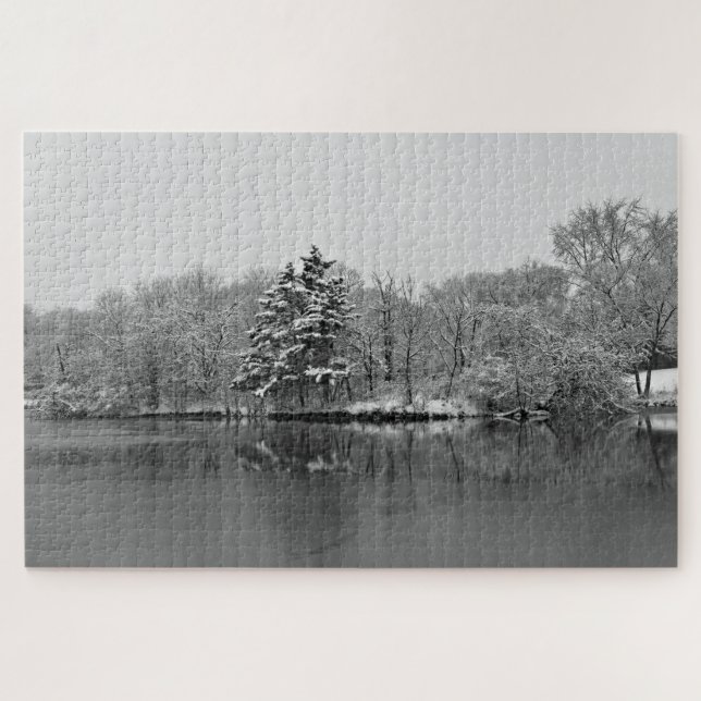 Puzzle Escena de invierno de Serene en el lago Negro, fot (Horizontal)