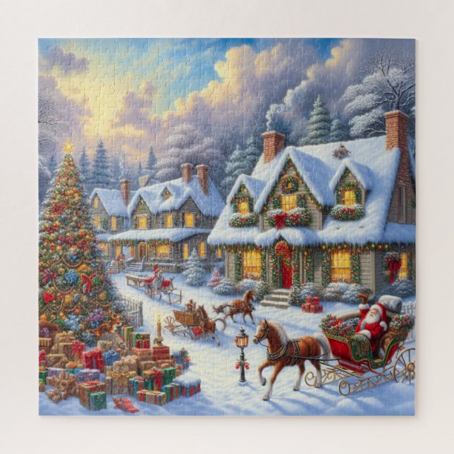 Puzzle Escena de la aldea de Navidades encantadores (Vertical)
