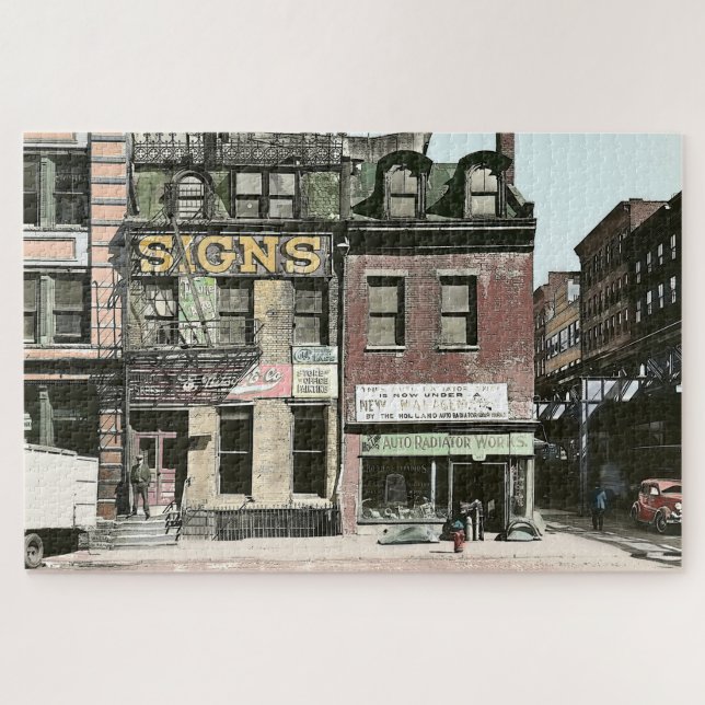 Puzzle Escena de la esquina de la calle City de 1930 (Horizontal)