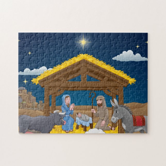 Puzzle Escena de la Natividad de los navidades con el Niñ (Horizontal)