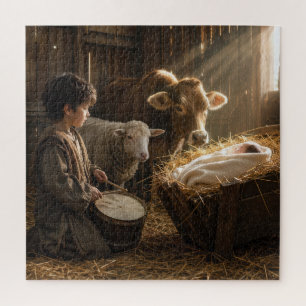 Puzzle Escena de la Natividad del Niño Tamborilero en un