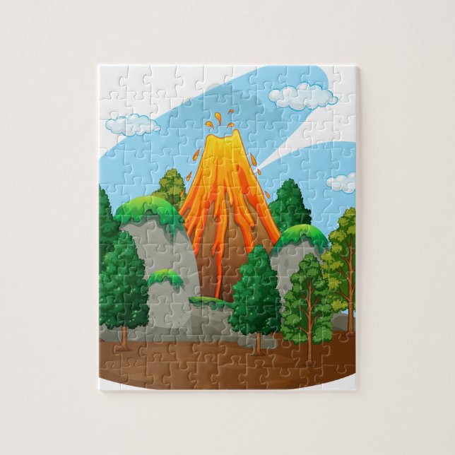 Puzzle Escena de la naturaleza con la erupción del volcán (Vertical)