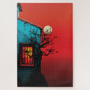 Puzzle Escena de la ventana del crepúsculo místico
