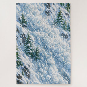 Puzzle Escena de nieve en la montaña de alud