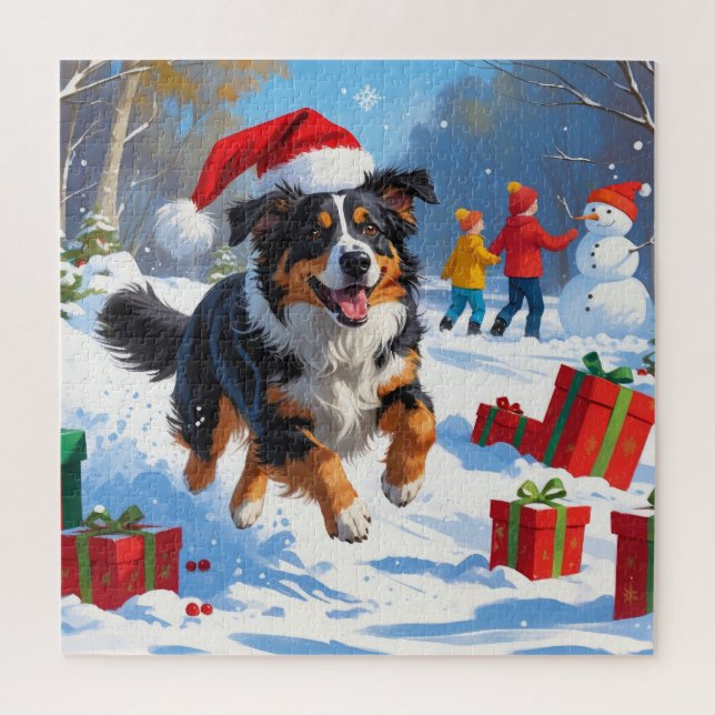 Puzzle Escena de nieve festiva de Navidad con pastor aust (Vertical)