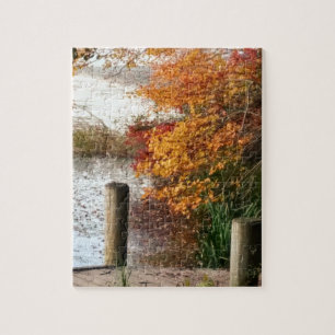 Puzzle Escena de otoño en el lago de Long Island NY