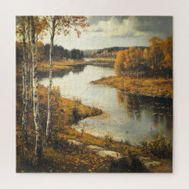 Puzzle Escena de paisaje del río de otoño