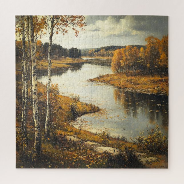 Puzzle Escena de paisaje del río de otoño (Vertical)