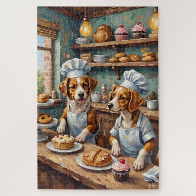 Puzzle Escena de panadería divertida de perros Arte para  (Vertical)