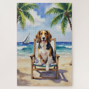 Puzzle Escena de playa con galgo afgano