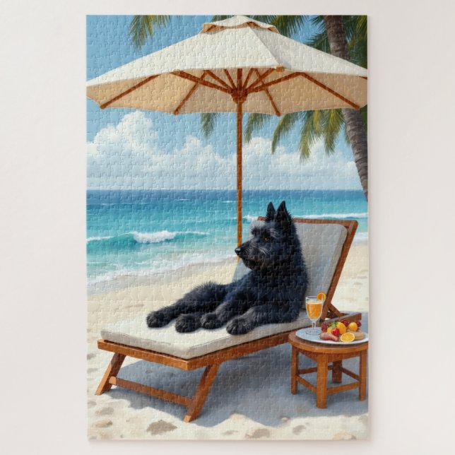 Puzzle Escena de playa de lujo de Bouvier des Flandres (Vertical)