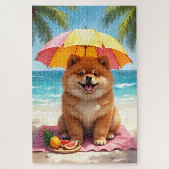 Puzzle Escena de playa de lujo de Chow Chow (Vertical)