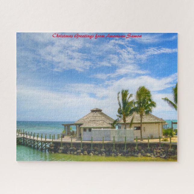 Puzzle Escena de playa de Samoa Americana. Felicitaciones (Horizontal)