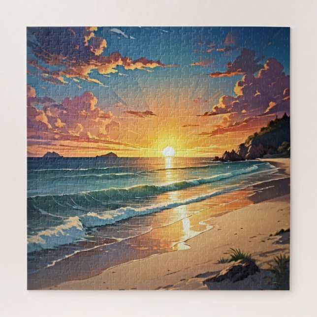 Puzzle Escena de playa serena al atardecer (Vertical)