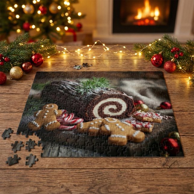 Puzzle Escena de postre de tronco de Navidad (Subido por el creador)