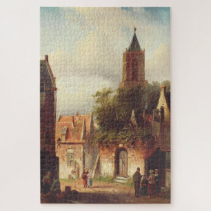 Puzzle Escena de pueblo holandés por Charles Leickert Pai