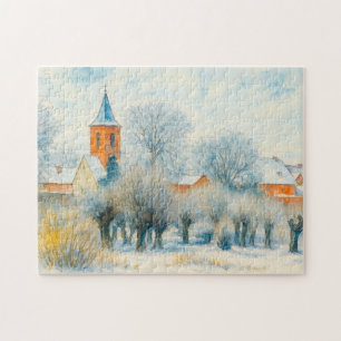 Puzzle Escena de pueblo invernal aquarell havelland